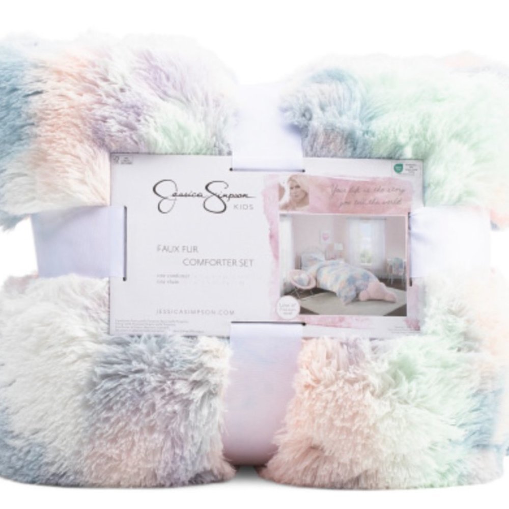 JESSICA SIMPSON Twin Faux Fur Comforter Set - Picture 2 of 5